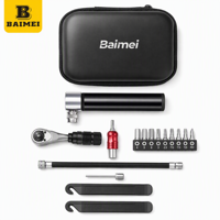 Bomba de Bicicleta BaiMei, Kit de Reparación de Bicicletas Portátil, Juego de Llaves de Tubo, Puntas de Destornillador, Palancas para Neumáticos, Multifuncional para Ciclismo