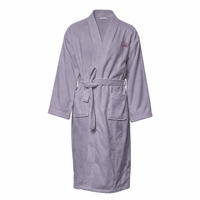 Robe de chambre unisexe légère et chaude, double couche, col kimono, violet clair, avec ceinture, pour la salle de bain et les boutiques de cadeaux