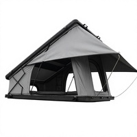 Tente de toit rigide triangulaire en aluminium Rise Up 210x140cm, en tissu Oxford 900D imperméable, avec échelle et éclairage annulaire, pour SUV 4x4 et camping