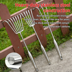 Râteau agricole en acier inoxydable à dents fines pour le désherbage et le travail du sol - Product Image 5