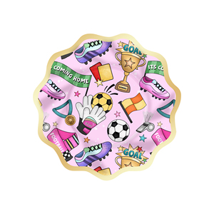 Ensemble de vaisselle jetable en papier sur le thème de la balle DAMAI, bleu et rose, pour fête d'anniversaire, pour 8 invités, fournitures de fête - Product Image 4