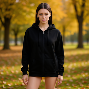 Sweat-shirt à capuche pour femme HDJ, manches longues, fermeture éclair sur le devant, couleur unie, décontracté, automne-hiver, tricoté, tailles M, L, XL, 2XL - Product Image 2