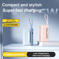 PD22.5W/20W Schnellladung 2-in-1 Typ-C Kabel Tragbare Mini-Kapsel Powerbank 10000mAh Akku mit LED-Anzeige