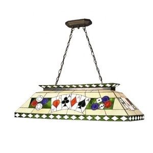 Lustre Tiffany 40'' pour table de billard, 6 lumières, en verre teinté, éclairage LED, commande tactile, blanc chaud 2700K, pour maison et hôtel - Product Image 2