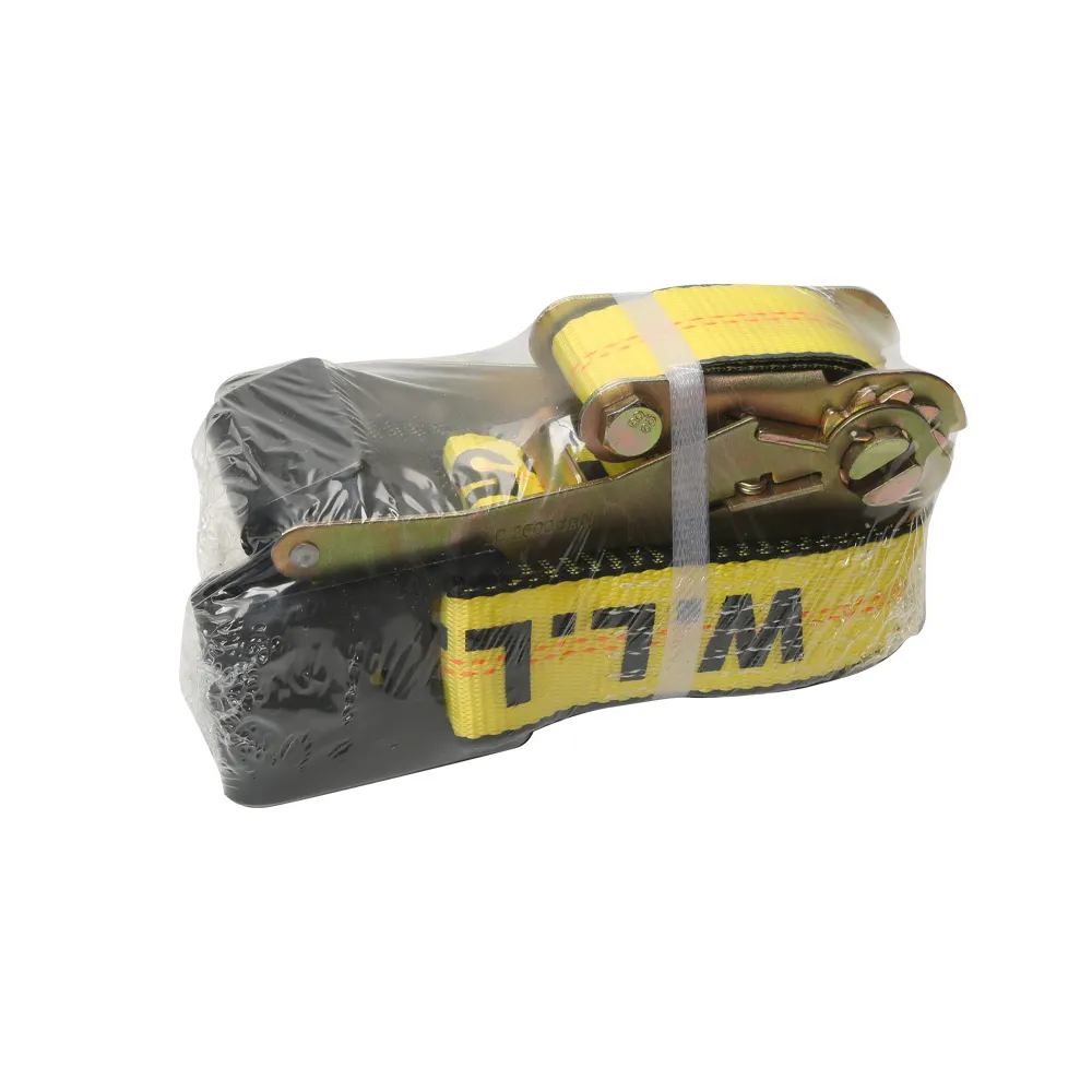 Cargo lashing load securement straps tie down ratchet strap with 50mm ratchet buckle and black flat hook