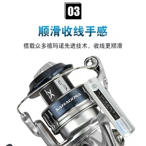 Moulinet de pêche à lancer Saragosa Sw 5000Xg 6000Hg 8000Hg 10000Pg 14000Xg en alliage d'aluminium pour la pêche en mer depuis un bateau, manivelle droite - Product Image 1