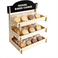 Nouveau présentoir à trois niveaux en bois pour donuts, bonbons et biscuits, type sur pied, support de rangement de cuisine durable