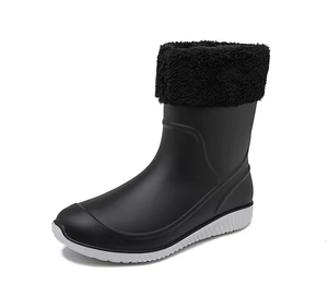 Bottes <span class=keywords><strong>de</strong></span> <span class=keywords><strong>pluie</strong></span> en PVC pour femmes YL-2081, noires, chaudes, antidérapantes, imperméables, pour l'extérieur, idéales pour l'hiver – Vente en gros - Product Image 3