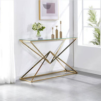 Table basse moderne simple en acier inoxydable avec plateau en verre plaqué or, luxe léger, salon, petit appartement, table d'angle de canapé