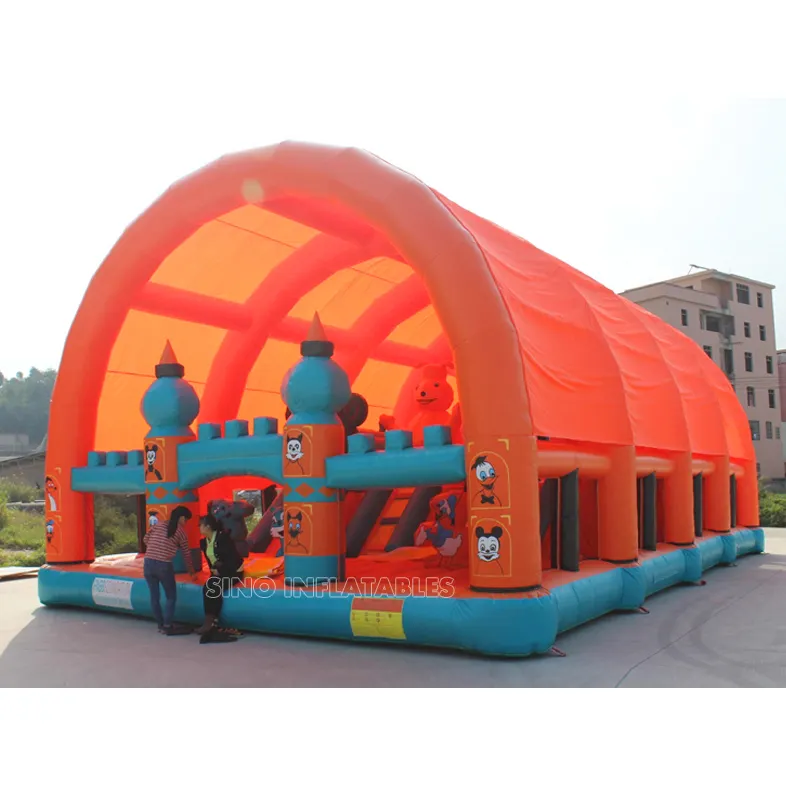12x8 Meters Commercial Grade Big Cartoon World Kids Bouncy Castle With Roof From China Inflatable Playground Supplier
