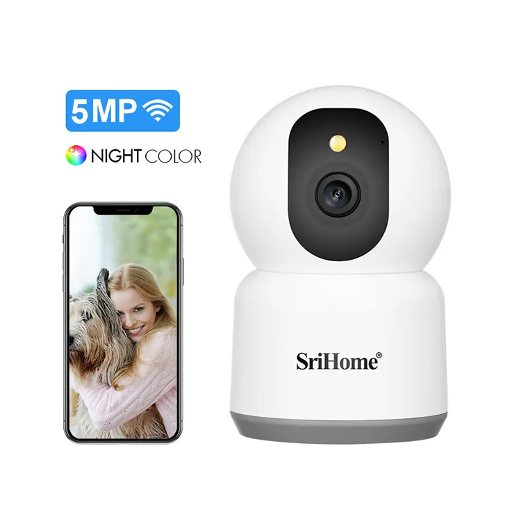 SriHome New Style HD 5MP 5G Wifi IP Camera Mobile Remote View Indoor Baby Monitor Night Color Video Surveillance CCTV Camera