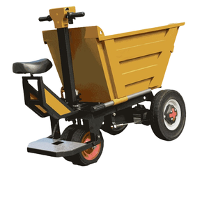 Electric Cargo Dumper Tricycle Yellow Steel Four-Wheel Industrial Durable Powder Coated <b>Platform</b> Design - Product Image 1