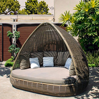 Hotel Triangle Strandliegen Rattan Wicker Sonnenliege Outdoor-Möbel Chiase Lounge Sonnenliegen mit Baldachin
