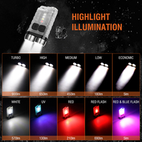 Lampe torche LED Boruit V3 haute puissance, mini, portable, étanche, rechargeable, multifonction, lampe torche porte-clés