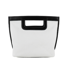 Custom Logo Blank <b>Canvas</b> Tote <b>Bag</b> with PU Leather Handle and Trim <b>Large</b> Capacity Women's Handbag for DIY Printing - Product Image 3