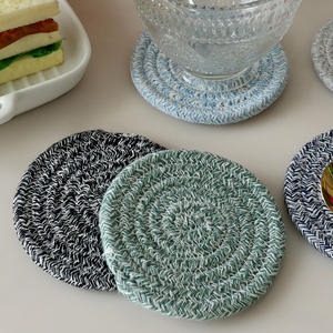 Alfombrilla redonda de aislamiento térmico de cuerda de algodón de estilo japonés, posavasos tejido de color sólido de 11cm para uso doméstico - Product Image 4