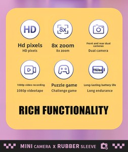 Mini caméra portable DLC pour étudiants et enfants, design mignon de dessin animé, double objectif HD, enregistrement vidéo 1080P, jeux de puzzle intégrés - Product Image 6