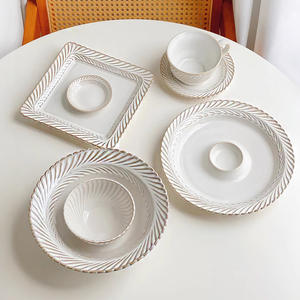 Assiettes japonaises en céramique émaillée avec relief mimosa, vaisselle occidentale, assiettes à soupe, assiettes à raviolis - Product Image 2