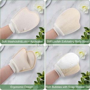 Gant exfoliant en loofah naturel personnalisé avec logo, éponge de douche pour hommes et femmes - Product Image 5