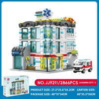 Ensemble de blocs de construction MOC Street View City Hospital, 2866 pièces, modèle à assembler, jouet de construction avec lumière, cadeau éducatif pour enfants