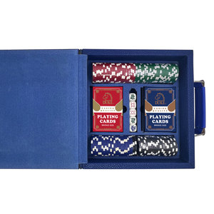 Ensemble de 100 pièces en velours MDF avec poignée en cuir PU végétalien marine et étui à jetons de <span class=keywords><strong>poker</strong></span> <span class=keywords><strong>vide</strong></span> avec étui - Product Image 2