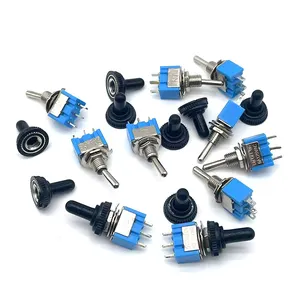 MTS-102 small blue 3-pin 2 position on-off Toggle Switch with cover