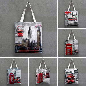 Décoration d'intérieur nordique Londres Angleterre avec motif de dessin animé pour sac fourre-tout en toile de shopping de <span class=keywords><strong>voyage</strong></span> - Product Image 1