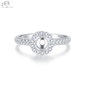 เครื่องประดับสุดหรูทันสมัย18K แข็งสีขาวทองเพชร2แถวสี่กรงเล็บตั้งค่ากึ่งยึดแหวนวันครบรอบ - Product Image 4