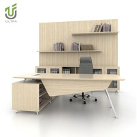 IULTRA Table de bureau exécutive moderne Simple en forme de L Gestionnaire Mobilier de bureau Durable Couleur blanche et grise