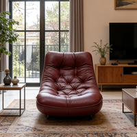 Fauteuil de salon en cuir bordeaux moderne et luxueux, canapé paresseux, fauteuil inclinable au sol pour salon, chambre à coucher, meubles d'appoint