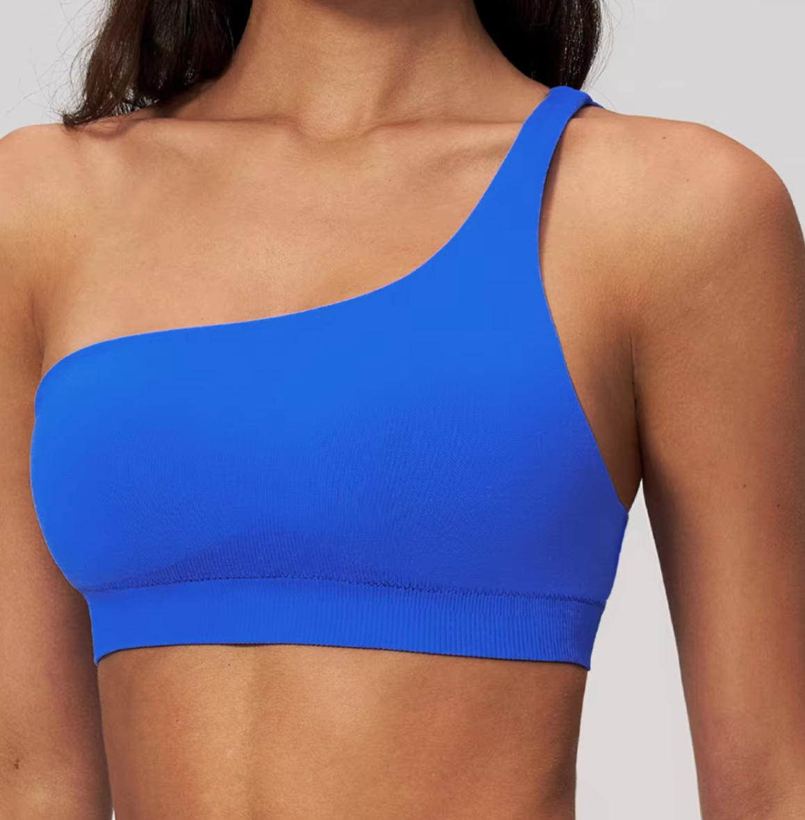 One Shoulder Breathable Yoga Gym Fitness Bra Solid Push Up Seamless High Support Women's Sports Bra Ropa Deportiva Mujer Summer