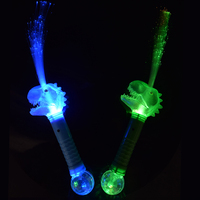 Baguettes lumineuses en fibre optique avec boule prismatique, baguette lumineuse pour garçon, fête sur le thème des dinosaures