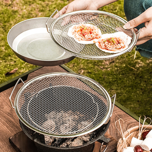 Plato y cuenco para exteriores de acero inoxidable 304, vajilla para acampar al aire libre de seis piezas, almacenamiento portátil de montaña, utensilios de cocina - Product Image 1