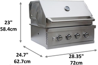 Barbecue portable professionnel moderne de haute qualité en acier inoxydable, avec rôtissoire LED, pour comptoir, au propane, 4 brûleurs