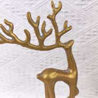 Ornement de renne en métal doré vieilli, style moderne classique contemporain, taille personnalisée, forme irrégulière, artisanat en fer, fait main pour Noël