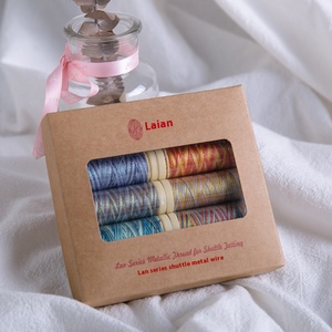 Đưa đón tatting kim loại sợi mercerized nhuộm đầy màu sắc đưa đón độ bền cao siêu mịn mềm mại thân thiện với da may kéo sáng bóng - Product Image 4