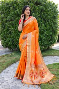 Saree en soie Kanjivaram de concepteur d'approvisionnement direct d'usine pour les femmes vêtements de fête disponibles à un prix abordable - Product Image 2