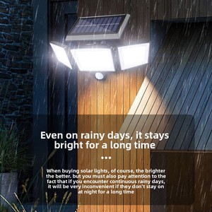 Lampione Solare <span class=keywords><strong>a</strong></span> Quattro Teste con 208 LED, Montaggio <span class=keywords><strong>a</strong></span> Parete per Esterni, con Sensore di Movimento e Induzione Corporea Rotante - Product Image 2