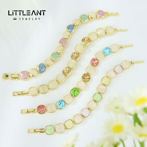 Bracciale in Oro 14k dal Design Esclusivo ed Elegante, Romantico con Smalto e Pietre Colorate Miste, Bracciali da Donna all'Ingrosso - Product Image 5