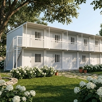 Maison préfabriquée modulaire à deux étages en conteneur, isolation par panneaux sandwich, conception ignifuge pour atelier de construction, kiosque extérieur