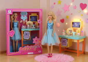 Poupée Fashiongirl avec coffret de beauté pour enfants de 4 à 6 ans, jouet de déguisement en plastique - Product Image 2