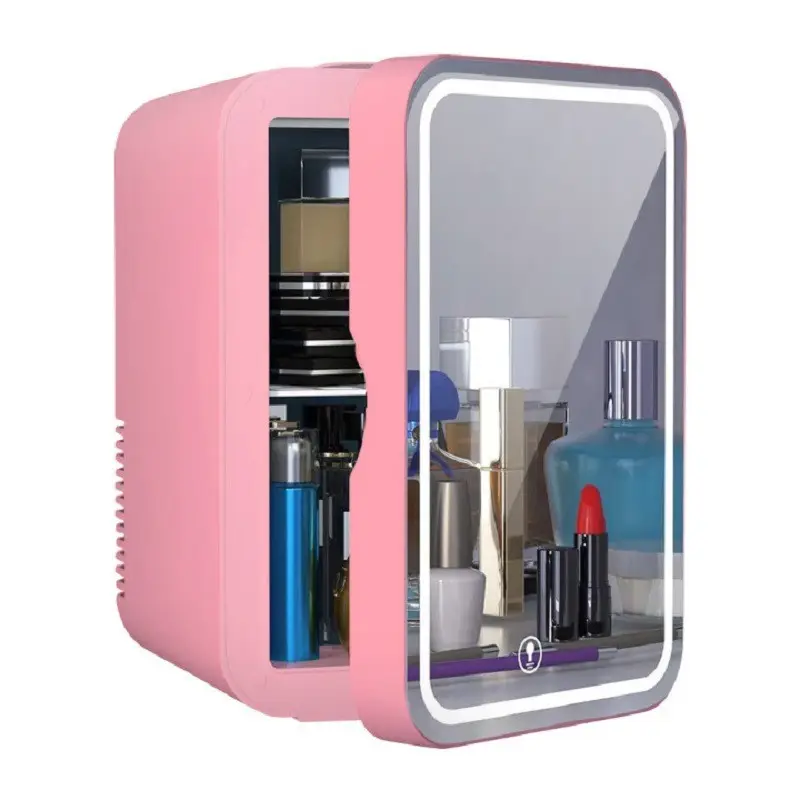 Réfrigérateur portable de soins de peau, petit format, pour beauté, miroir en verre, porte, réfrigérateur pour chambre à coucher, pour cosmétiques