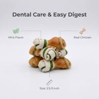 Friandises dentaires souples pour chiens, saveur menthe, haute teneur en protéines, 2,5-3 pouces, pour chiots et chiens seniors, avec logo personnalisé, pour la santé bucco-dentaire et la prévention de la plaque dentaire, vente en gros