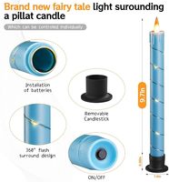 Guirlande de bougies LED en plastique bleu, effet flamme vacillante, finition cire simulée, télécommande, Noël, Nouvel An, Remise de diplôme