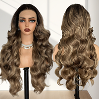 Perruques Lace Front en cheveux humains pré-épilées, longues, bouclées, ondulées lâches, couleur blonde, avec mèches, sans colle, en cheveux vierges Mink, fournisseur