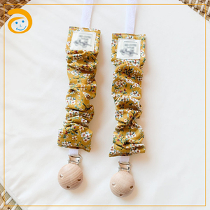 Clip de algodón seguro para chupete de bebé, soporte ecológico de <span class=keywords><strong>tela</strong></span> y madera para chupete de recién nacido, cadena para chupete, regalo para baby shower - Product Image 2