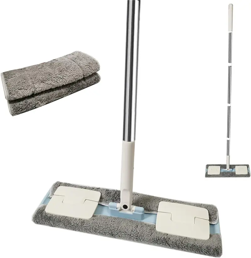 Esfregão de chão com tapete de microfibra, limpador de aço inoxidável, molhado ou seco, para casa, escritório