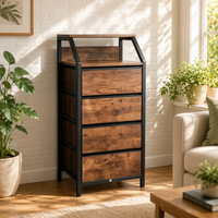 Organisateur de rangement autoportant moderne à 4 tiroirs en tissu non tissé avec structure en acier pour chambre à coucher, salon, commode
