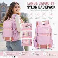 Tas Ransel Sekolah Kucing Lucu Ringan dengan Banyak Kantong untuk Belajar Sehari-hari, Perjalanan, dan Aktivitas Luar Ruangan