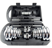 Kit d'haltères réglables chromés en coffret cadeau, 20 kg, haltères réglables